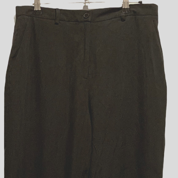 Josephine Chaus Petite Black Silk Straight Pants 12P Classic Corp Workwear‎ - Picture 2 of 9